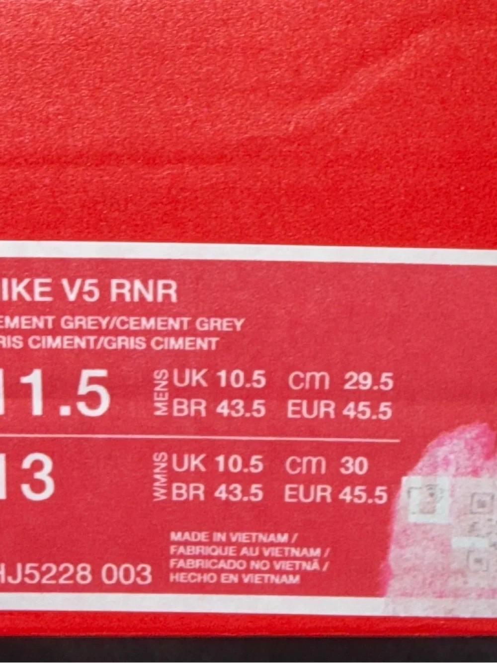 Nike V5 RNR Cement Grey Men’s Size 11.5 New In Box - Picture 8 of 8